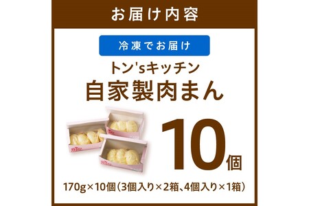 肉まん・豚まん「京のブランド豚使用」トン´sキッチン 自家製豚まん　10個　肉まんセット・豚まんセット・飲茶・中華