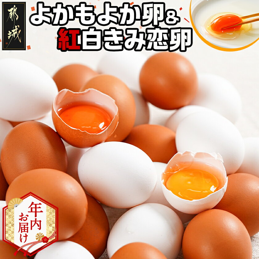 【ふるさと納税】【年内お届け】よかもよか卵＆紅白きみ恋卵≪2025年12月15日〜31日お届け≫ - きみ恋卵 よかもよか卵 Mサイズ 紅白 たまご 卵 期間限定 年内発送 年内お届け 年内配送 年末配送 送料無料 AA-2914-HNY【宮崎県都城市は2年連続ふるさと納税日本一！】