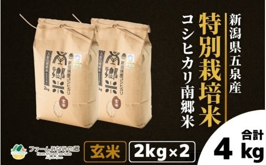 令和7年産 特別栽培米 新潟県五泉産コシヒカリ 「南郷米」 玄米 4kg 新潟県 五泉市 ファームみなみの郷