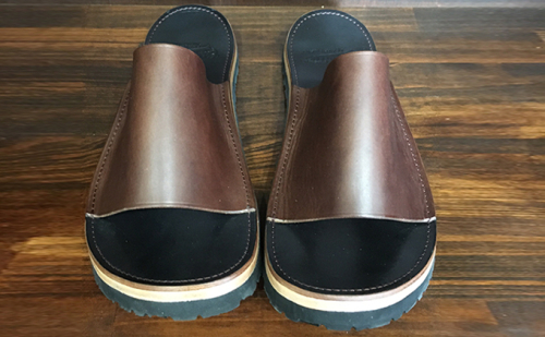 レザーサンダル（ブラウン×ブラック）サイズ5（23～23.5cm）【キャッスルファイブレザーアート】 ファッション 靴 シューズ 牛革