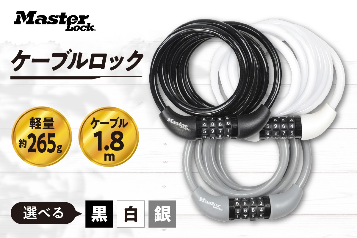 
                  【選べるカラー】ケーブルロック　8221JADPRO　ダイヤル式　防犯　防災　Master Lock(黒/白/銀)
                