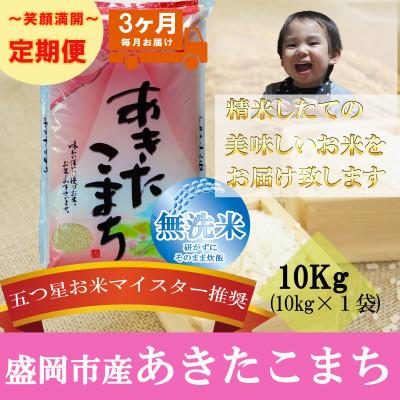 ふるさと納税 盛岡市 【毎月定期便】無洗米 あきたこまち 10kg全3回