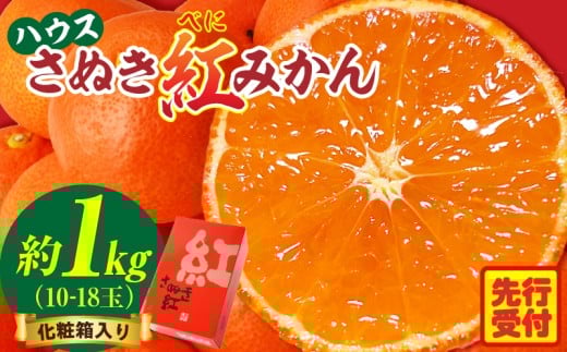 ハウスさぬき紅みかん 約1kg10-18玉（化粧箱入り）【香川県共通返礼品】|さぬき さぬき紅みかん 紅みかん 小原早生 小原早生みかん 最上階級 化粧箱 贈り物 贈りもの ギフト 厳選 果物 フルーツ 人気 香川 香川県 三木町 ハウス栽培 ジューシー 糖度が高い 先行受付 先行予約 季節限定 旬 おすすめ|_mk006-045