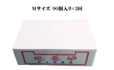 【黄身がつかめる最高級の卵】【3回定期便】かきやまの「地養卵」 Mサイズ 90個×3回定期便＜垣山養鶏園＞ [CBB006]