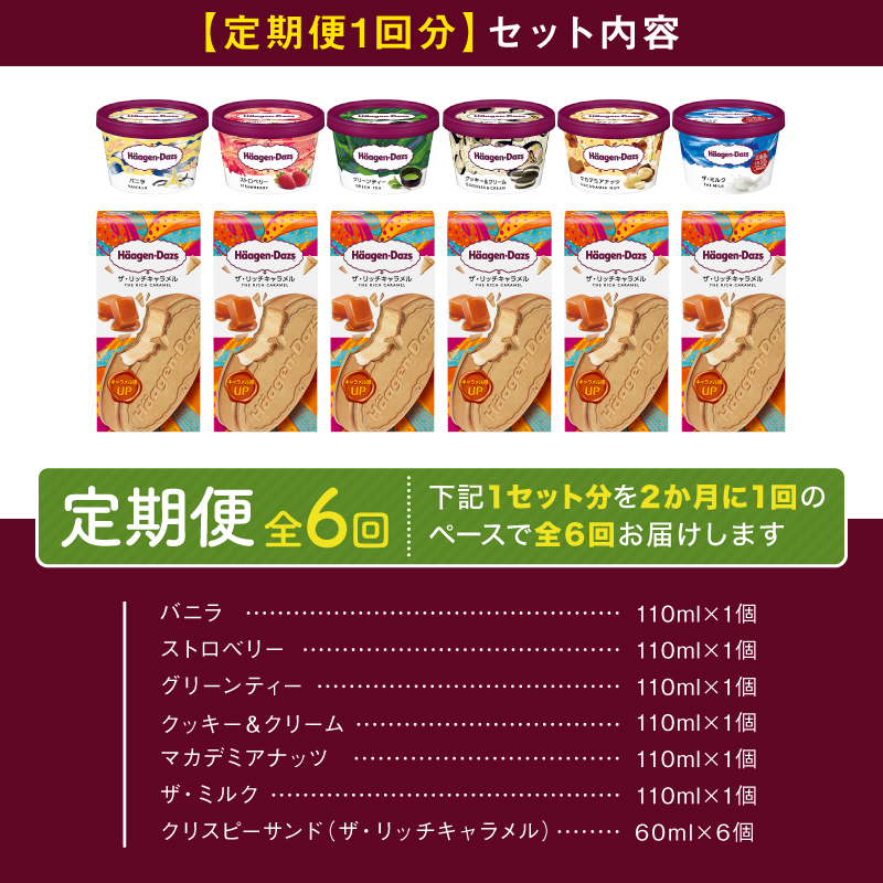 ＜全6回定期便・隔月＞ハーゲンダッツ『ミニカップ＆クリスピーサンドセット(合計72個)』アイスクリーム アイス スイーツ デザート_H0016-228