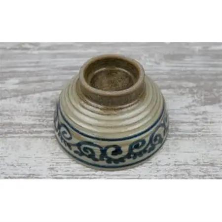 伝統のやちむん　からくさ紋様 3.5寸マカイ ペア【仁陶器工房】【1724489】