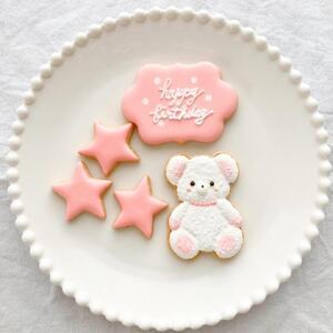 お誕生日クッキー〈くまさん〉　ピンク　merry.cooking【数字:9】