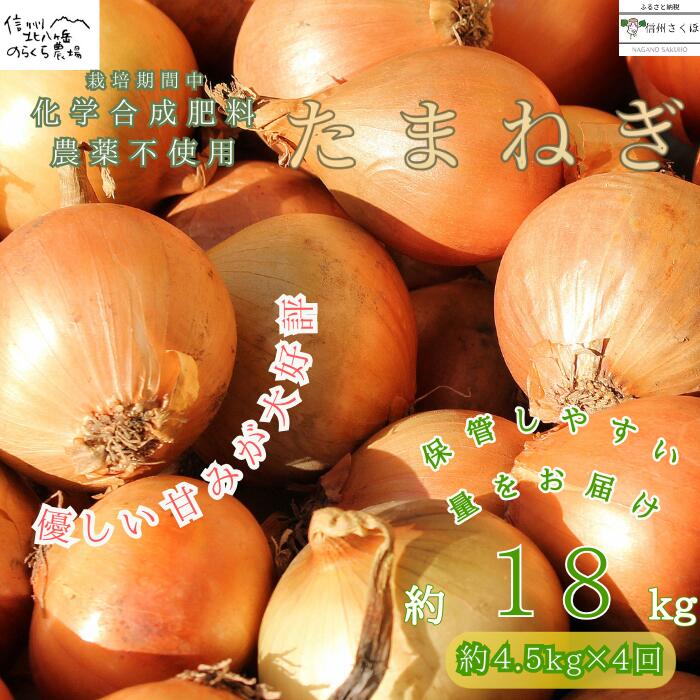 【ふるさと納税】栄養価コンテスト受賞歴多数！定期便4カ月 のらくら農場のこだわり 玉ねぎ定期便 約18kg（4.5kg×4カ月）［NK-T511］