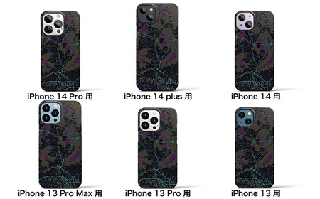 【川西】地図柄iPhoneケース（バックカバータイプ・ブラック） iPhone 13 Pro Max 用［No.325-05］