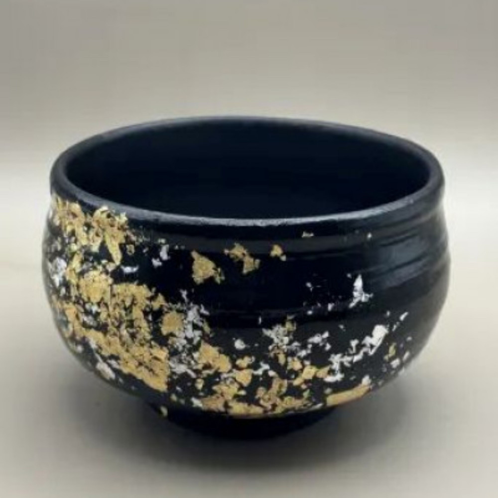 抹茶碗 漆黒（金箔）［NF124］CU90054_イメージ2