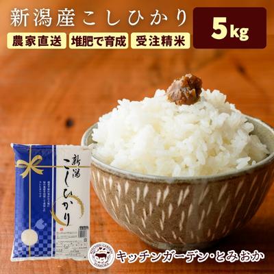 【ふるさと納税】堆肥で育てた 新潟産 こしひかり 5kg コシヒカリ 米 お米 こめ コメ 白米 精米 減農薬 産地直送 新潟県産 新潟県 新潟