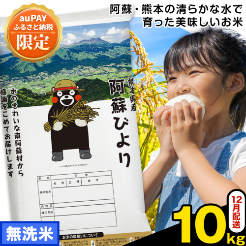 【auPAYふるさと納税限定】【数量限定】【12月配送】無洗米 阿蘇びより 10kg《12月上旬-12月下旬頃出荷》 訳あり 米 コメ こめ 熊本県産 米 お米 おこめ