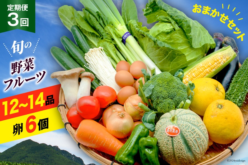 【定期便】【年3回】島原の旬の野菜・果物！おまかせ野菜・果物・卵セット
