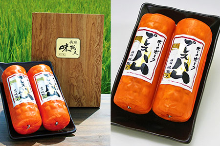 【飛騨 味職人】ボーノポークプレスハム（約390g×2本）豚肉 ブランド豚 贈答 ギフト 【57-12】