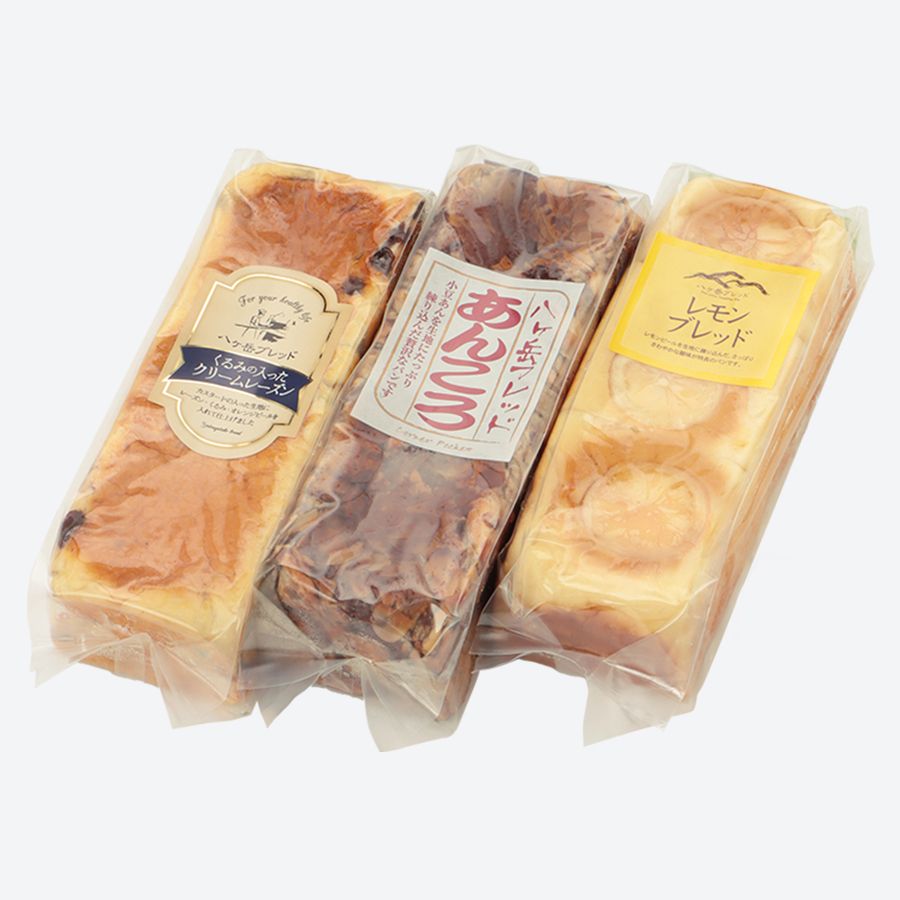 ＜コーナーポケット＞八ヶ岳ブレッド　季節の3本セット（Ａ）（くるみの入ったクリームレーズン、あんころブレッド、レモンブレッド）