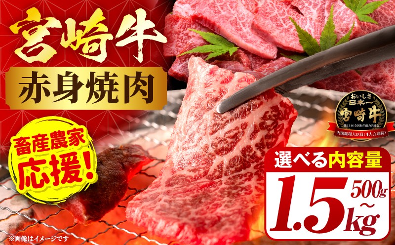 
                  「畜産農家応援」【選べる内容量】宮崎牛赤身(ウデorモモ) 焼肉 500g～1.5kg
                