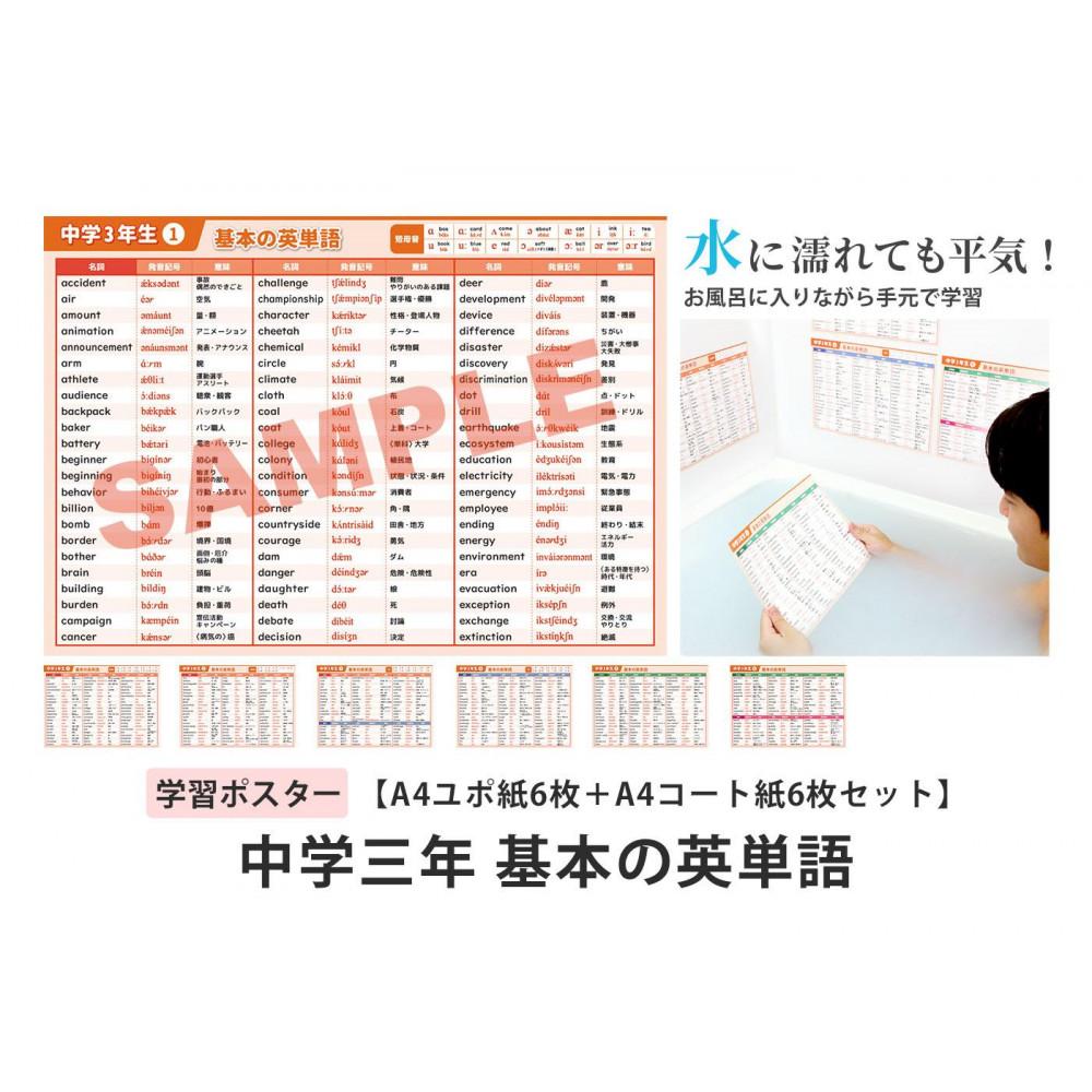 【ふるさと納税】学習ポスター　英語　中学三年　基本の英単語【A4ユポ紙6枚＋A4コート紙6枚セット】