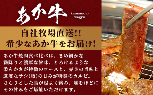 熊本和牛 あか牛 焼肉食べ比べ 500g (ロース250g・カルビ250g)【 牛肉 肉 お肉 焼肉用 バーベキュー BBQ カルビ ロース 赤身 】 046-0791