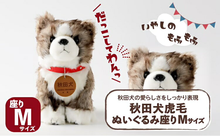 【ふるさと納税】65P7306 秋田犬虎毛ぬいぐるみ 座りMサイズ【(公社)秋田犬保存会】