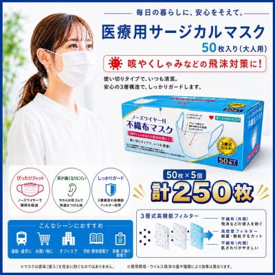ふるさと納税 名古屋市 不織マスク50枚大人用(サージカルマスク)5個 | 