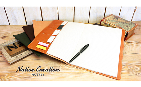 Native Creation A4 ノートカバー NC3754 栃木レザー【納期1～3カ月】 雑貨 日用品 文房具 工芸品  BROWN