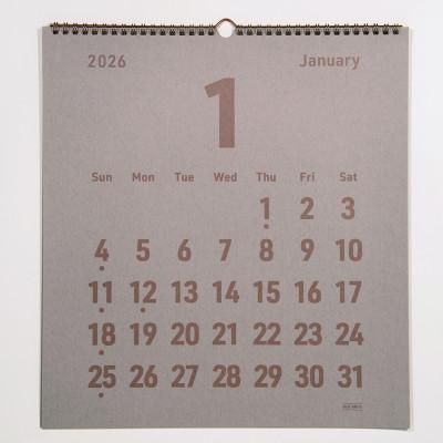 ふるさと納税 笠松町 美濃和紙を使ったシルクスクリーン印刷オリジナル壁掛けカレンダー【透明×つるばみ】