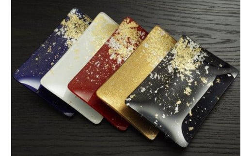 
金銀箔ちらし角小皿5枚セット
