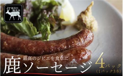 【徳島県三好市祖谷産】祖谷の地美栄 鹿肉 ソーセージ 3本 4パック 1本70g 希少 部位 ジビエ 地美栄 厳選 鹿 国産 ヘルシー 低カロリー 高たんぱく 低脂質 焼肉 BBQ バーベキュー ステーキ ハンバーグ 自家製 ソーセージ ロースト シカ シカ肉 唐揚げ カレー シチュー 使いやすい 小分け 冷凍 赤身 みよし 徳島 三好 祖谷