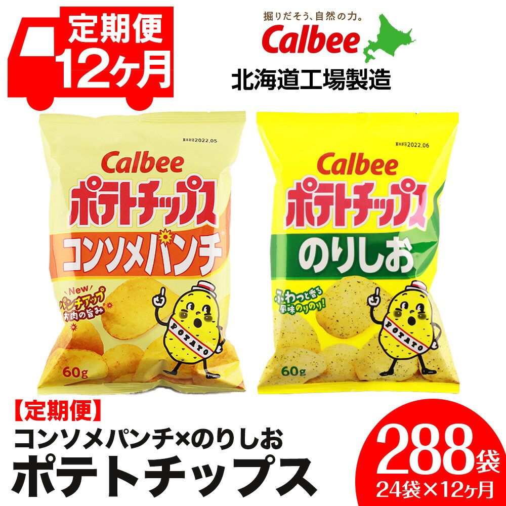 【ふるさと納税】【 定期便 12カ月 】 カルビー ポテトチップス ＜ コンソメパンチ × のりしお ＞12袋入 各1箱《北海道工場製造》 ポテチ お菓子 スナック calbee コンソメ 食べ比べ 北海道ふるさと納税 千歳市 ふるさと納税【北海道千歳市】