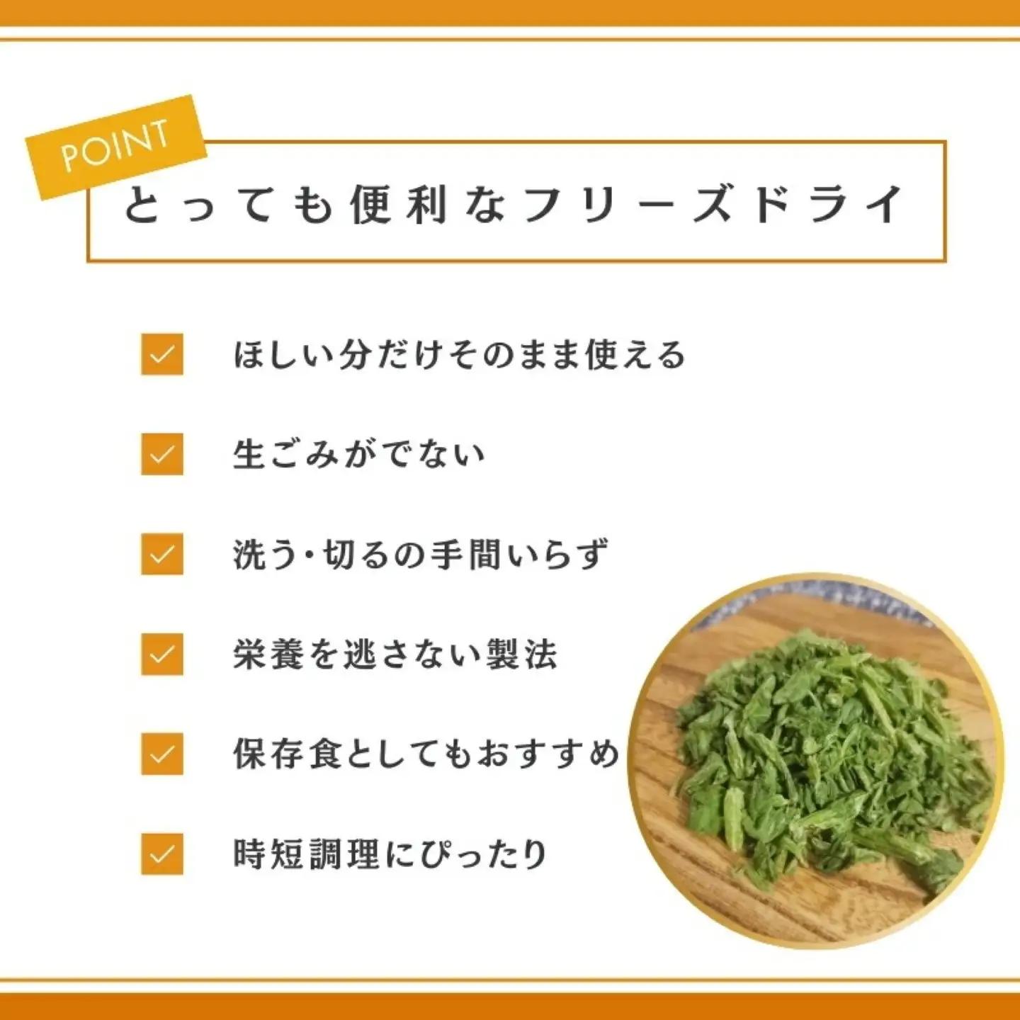 ほうれん草の“まんま”　|　フリーズドライ　ホウレンソウ　カット済み　ビタミン　備蓄