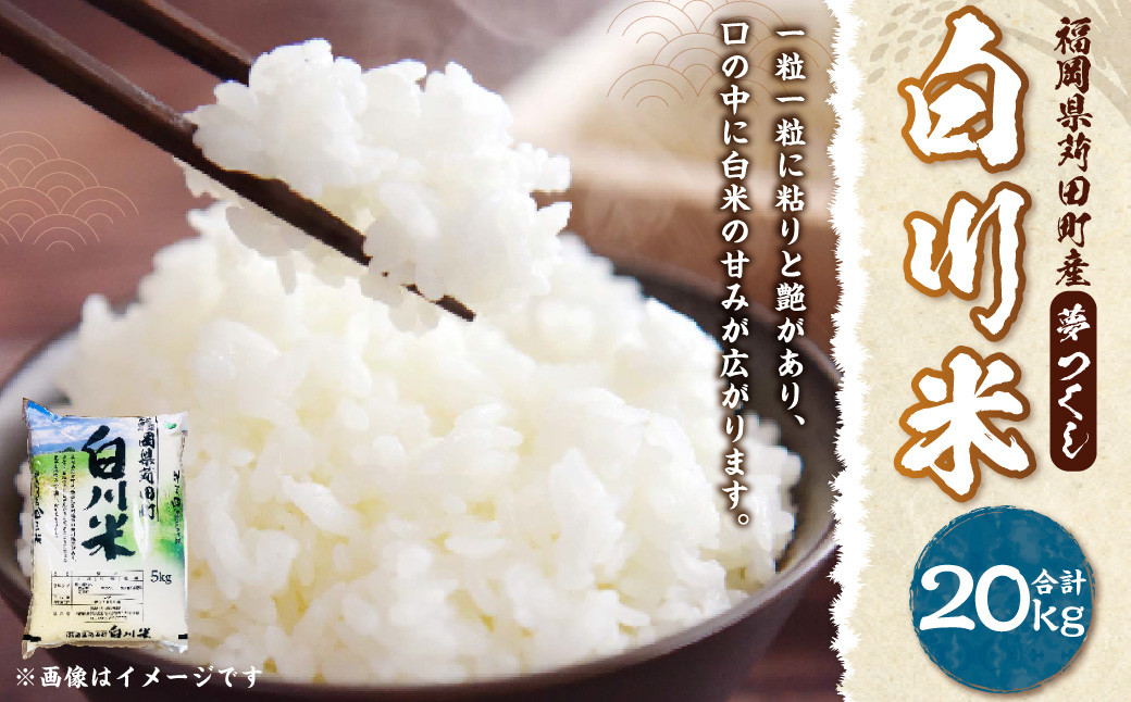 
            【新米先行予約】白川米 ( 夢つくし ) 合計20kg（5kg×4袋） お米 白米【2025年10月下旬から順次発送予定】
          