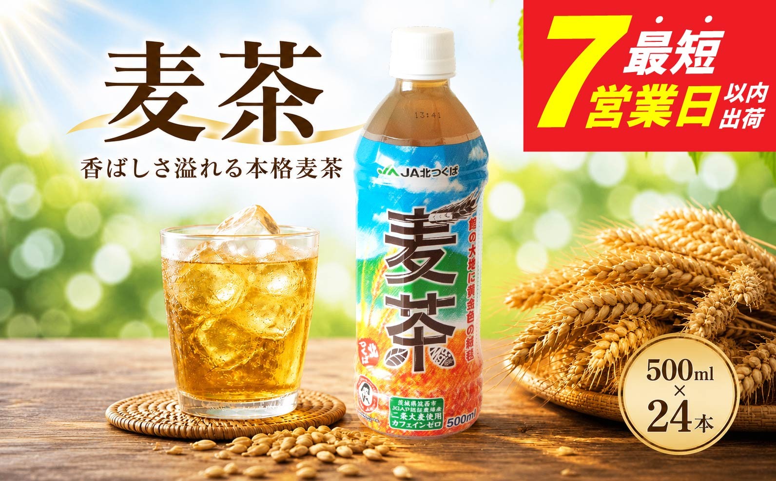 
                  スピード発送!!【 JA 北つくば 】 JGAP認証 麦茶 1箱 ( 500ml × 24本 ) JGAP JA お茶 茶 ペットボトル 麦 大麦 二条大麦 ノンカフェイン カフェインゼロ スピード配送 
                
