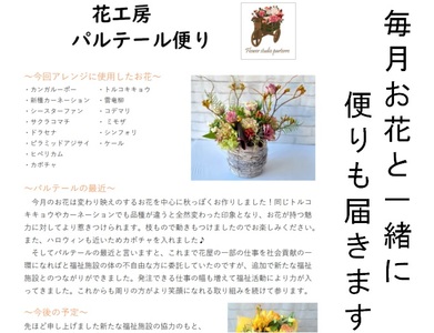 【定期便 / 毎月4回 計48回 お届け】季節のフラワーアレンジメント プレミアム 定期便 岩手県 北上市 Y0048  （ パルテール )  花 観賞用 アレンジ プレゼント ギフト 誕生日 お祝い