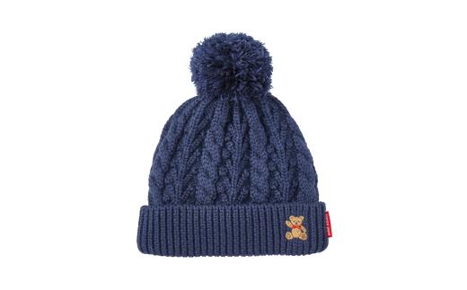 ミキハウスベア ニットフード（紺）Sサイズ ALPFX004-NV-S