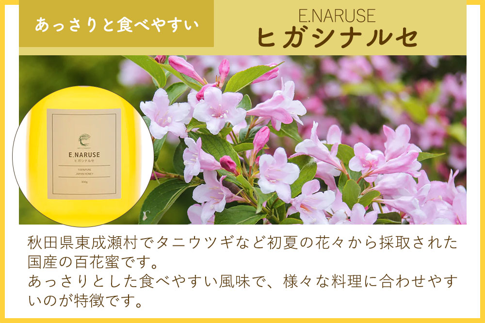 はちみつ3個セット（E.NARUSE・KENPONASHI・MARRONNIER プラスチックボトル）300g×各1個 計3個