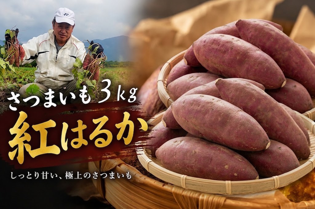 
                  【紅はるか・さつまいも】紅はるか 3kg ≪11月中旬～12月31日発送予定≫ | 紅はるか芋 紅はるかさつまいも 焼き芋紅はるか さつまいも野菜 やさい ミネラル 長期保存 産地直送 国産 九州 大分県 豊後高田市
                