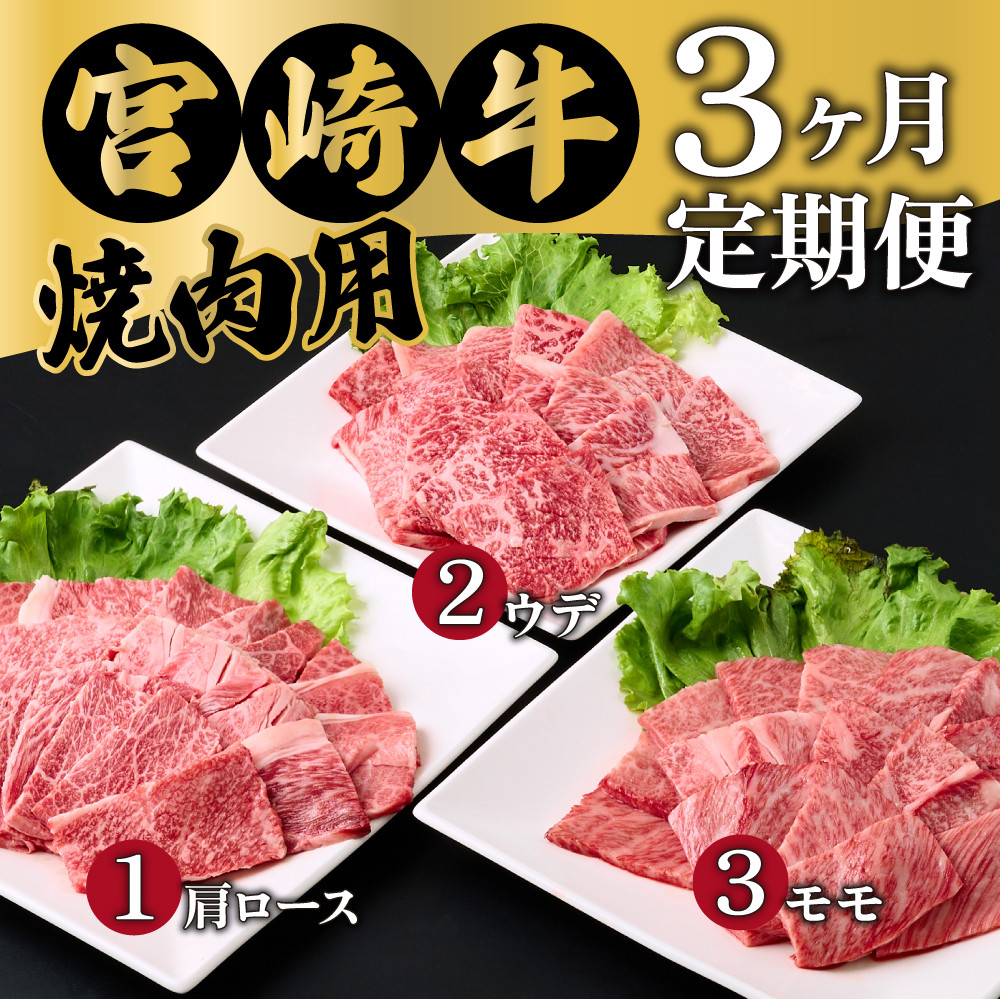 
            MCT3UY-12 【定期便・全3回】宮崎牛焼肉 3ヶ月定期便！合計1.2kg
          