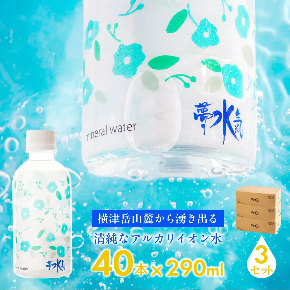 ミネラルウォーター夢水氣（290ml×40本）3セット 天然アルカリイオン水 NABI005
