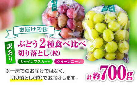 【先行予約】 訳あり 紅白ぶどう2種（シャインマスカット＆クイーンニーナ）食べ比べ 切り落とし 計約700g  【合同会社 社方園】[ZBZ042]