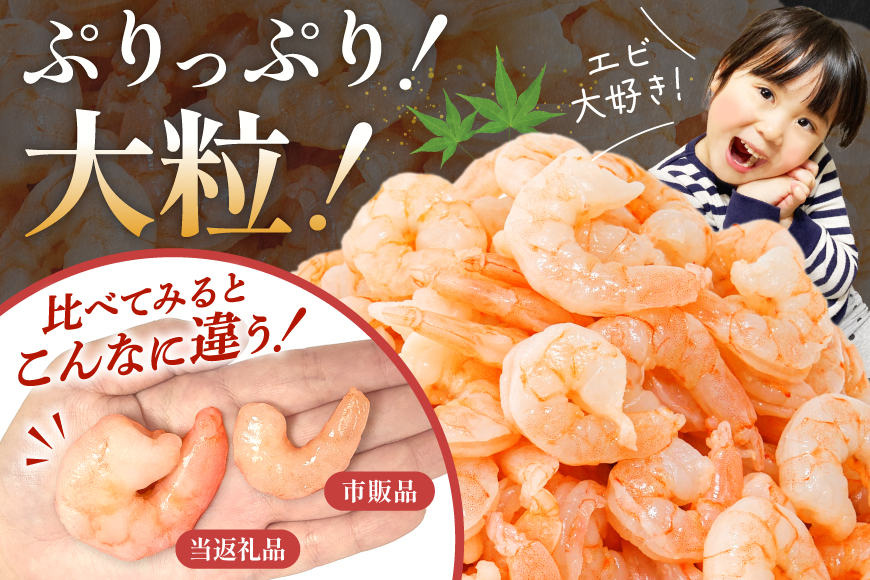 たっぷり 大粒 むきえび 1.6kg (800g×2p) 背わた処理済み [カネダイ 宮城県 気仙沼市 20564351] えび 冷凍 剥き海老 むきエビ 海鮮 業務用 バラ凍結 剥きえび むき海老 