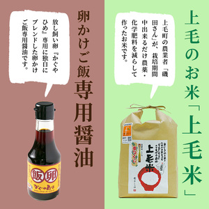 【定期便】上毛町産の「たまごかけご飯セット」（卵40個・米3㎏・専用醤油）6回（毎月）コース　06T-007