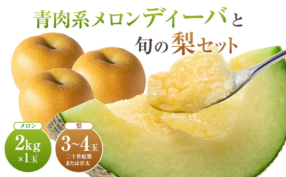 【先行予約】青肉系メロン ディーバメロンと旬の梨セット ※離島への配送不可（北海道、沖縄本島は配送可能）