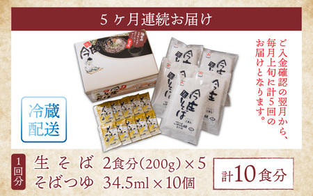 【5ヶ月 定期便】今庄 生そば 10食セット  つゆ付 福井県 越前そば