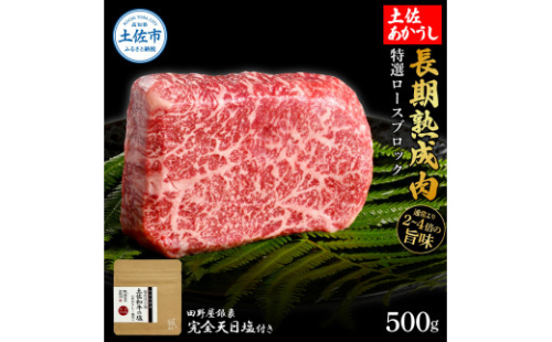 特選 ロースブロック 土佐あかうし 長期熟成肉 500g 田野屋銀象 完全天日塩付き ロース 牛肉 ブロック 肉 お肉 和牛 国産 牛 熟成肉 ブロック肉 豪華 贅沢【株式会社LATERAL】 [BQAU024]