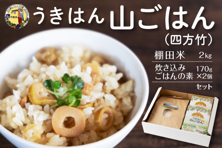 道の駅うきは うきはん 山ごはん (四方竹) (棚田米2㎏・炊き込みごはんの素170g×2個) セット