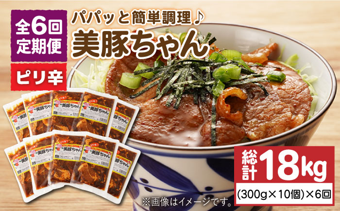 【全6回定期便】美豚ちゃんピリ辛300g×10個セット【長崎フードサービス】 [PEL019]