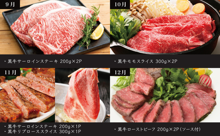 【JA食肉かごしま】鹿児島黒牛定期便（全12回） 和牛日本一の「鹿児島黒牛」お肉 ステーキ すき焼き しゃぶしゃぶ 黒毛和牛 牛肉 定期便 南さつま市