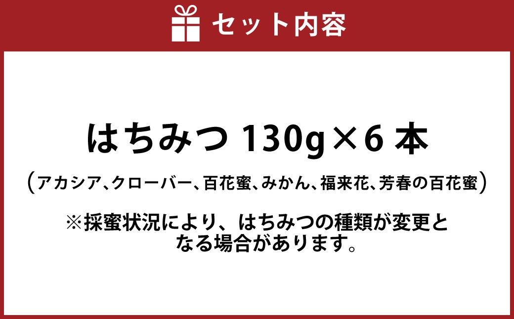 舘養蜂場本店 九華はちみつ 130g×6本