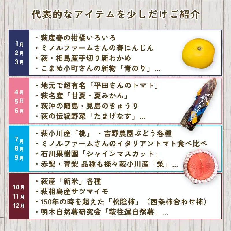 野菜ソムリエプロselect／萩・季節の食材定期便 隔月発送・3回コース