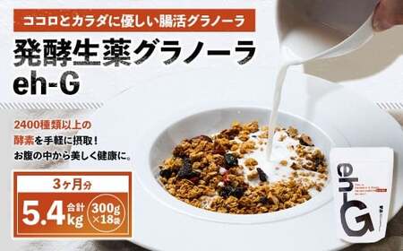 発酵生薬グラノーラeh-G 3ヶ月分 （ 300g×18袋 ） 計5.4kg 自家製グラノーラ オーガニック オートミール ナッツ ドライフルーツ 常温